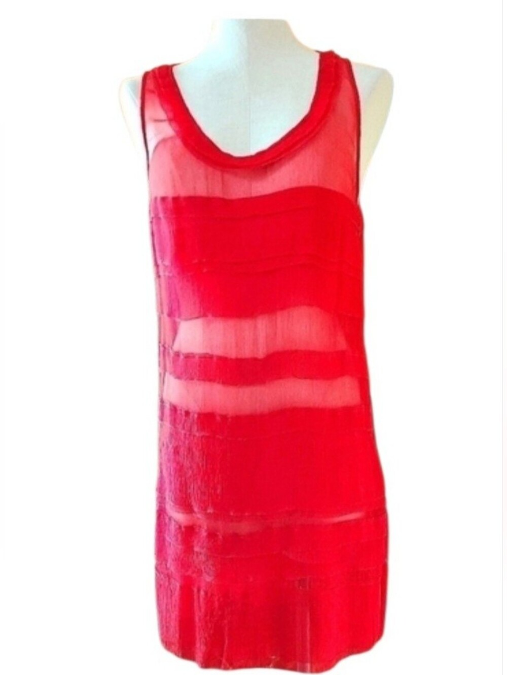 DKNY Scarlet Silk Semi Sheer Dress - US8